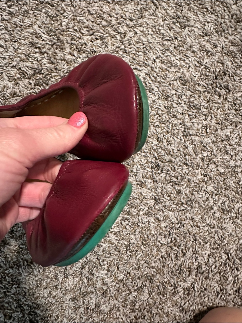 Tieks Burgundy Leather Ballet Flats - Picture 9 of 17